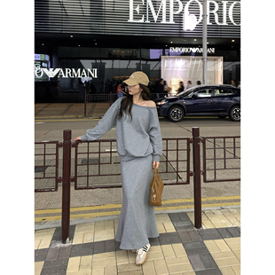 慵懒套装 基础系列 女斜肩卫衣 半身裙 pusumede 休闲裤 现货6折