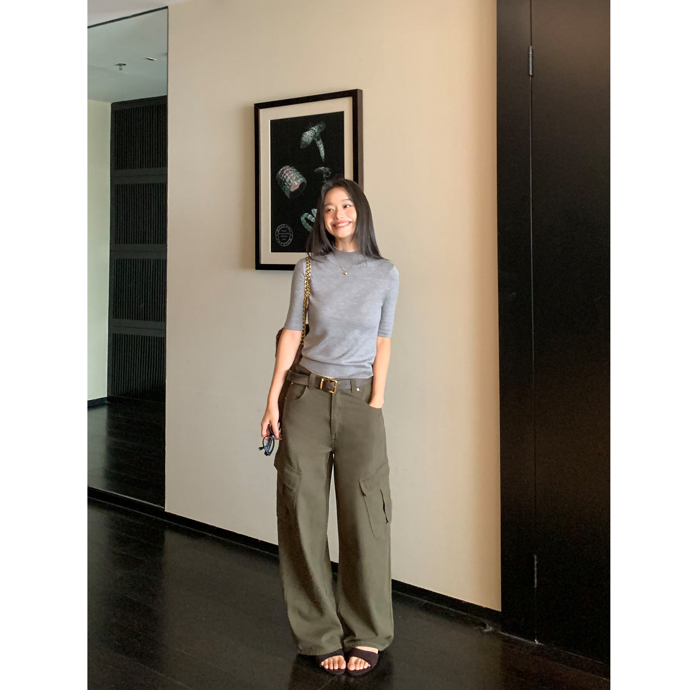 pusumede 自由腔调 全棉低腰休闲裤女口袋工装裤宽松直筒阔腿长裤,女装/女士精品,牛仔裤,淘宝优惠券,粉丝福利购,淘宝优惠卷