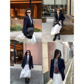 pusumede 外套女气质宽松休闲通勤西服 塞纳晚风 高级感黑色西装