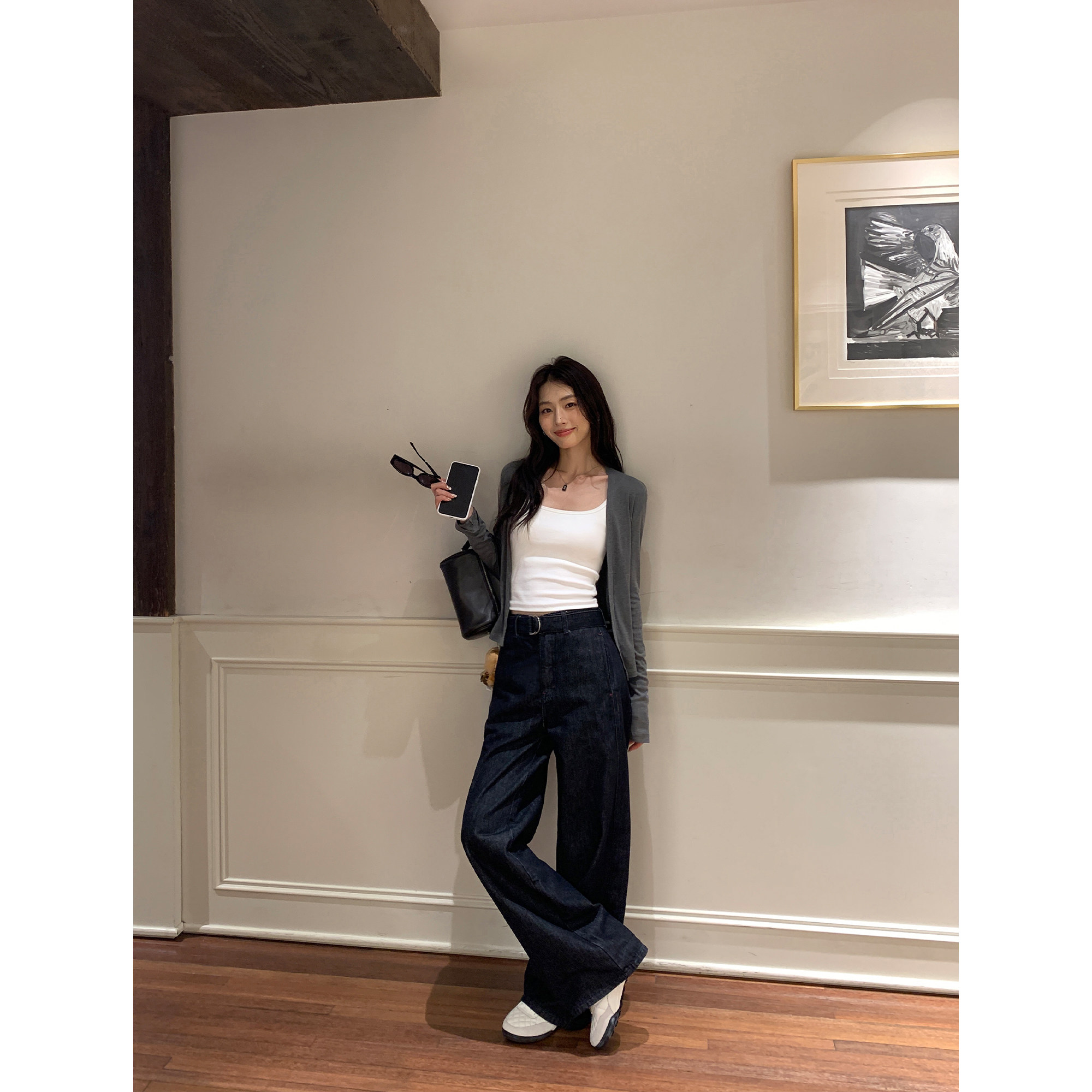 pusumede 假日丹宁 配腰带~经典直筒牛仔裤女宽松阔腿拖地长裤,女装/女士精品,牛仔裤,淘宝优惠券,粉丝福利购,淘宝优惠卷