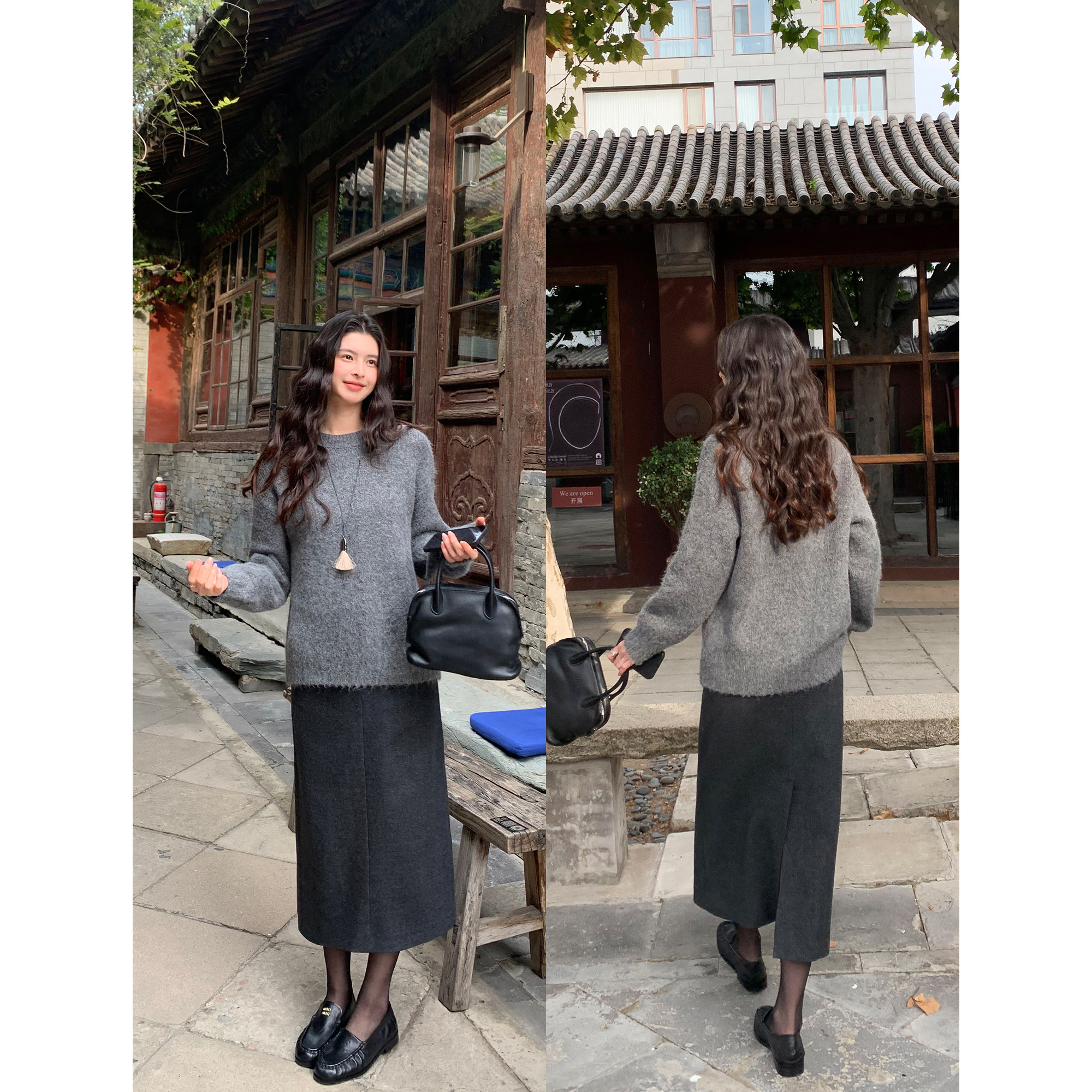 pusumede 摩卡可可 复古羊毛混纺毛呢半身裙女开叉直筒a字中长裙,女装/女士精品,半身裙,淘宝优惠券,粉丝福利购,淘宝优惠卷