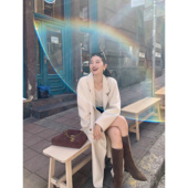 pusumede双面呢1OO羊毛大衣女秋冬韩系慵懒中长款 高级感毛呢外套