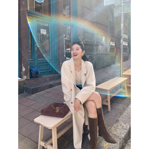 羊毛双排扣呢子大衣外套