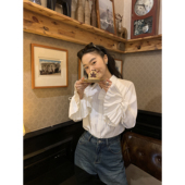 白色衬衫 宫廷风 女风琴褶衬衣内搭设计感小众上衣 法式 pusumede