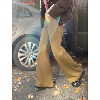 报恩裤型复古低腰微喇阔腿裤裤