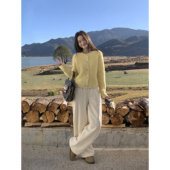 女松紧腰宽松直筒阔腿拖地长裤 pusumede冬季 加绒休闲裤 卫裤 保命