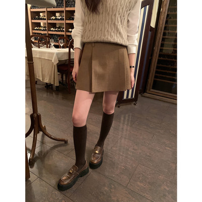 pusumede复古半身裙女秋冬新款设计感小众高腰裤裙气质a字短裙