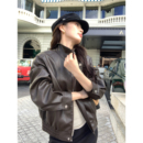 PU皮夹克女宽松高级感廓形外套 复古翻领短款 pusumede 小众玩家