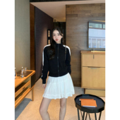 现货6折 撞色立领拉链卫衣女插肩袖 设计短款 pusumede 开衫 外套