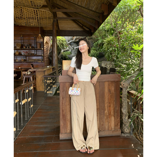 女松紧腰抽绳运动裤 pusumede 阔腿休闲裤 线条勾勒 现货5折