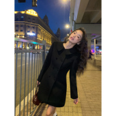 设计感娃娃领毛呢外套女收腰中长款 pusumede 韩剧千金 羊毛大衣