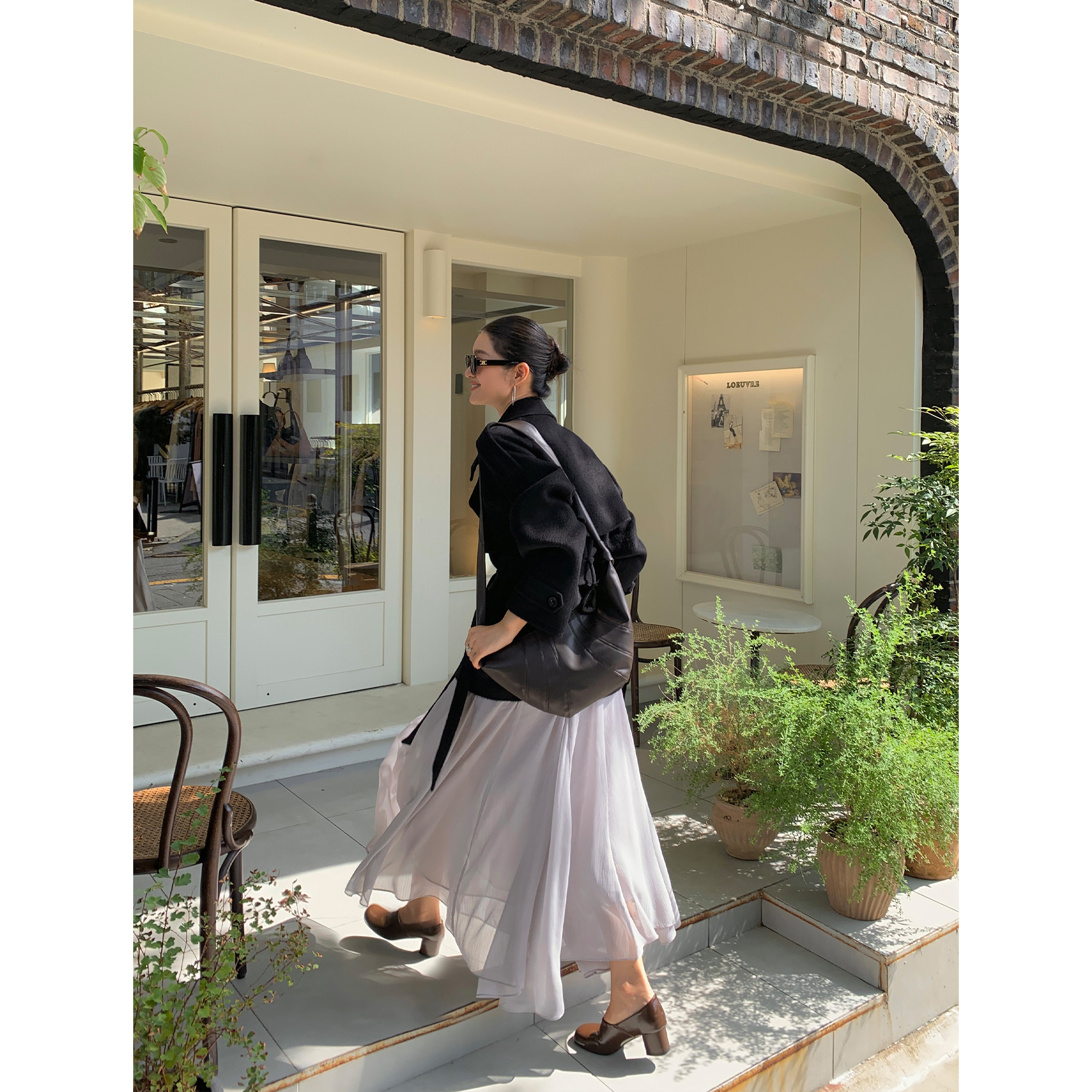 pusumede 朦胧柔光 不规则高腰a字半身裙女飘逸垂坠感大裙摆长裙