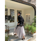 pusumede 不规则高腰a字半身裙女飘逸垂坠感大裙摆长裙 朦胧柔光