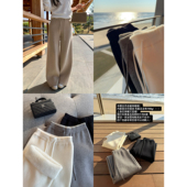 冬季 乐章 高腰抽绳阔腿休闲裤 pusumede 女宽松显瘦加厚直筒长裤