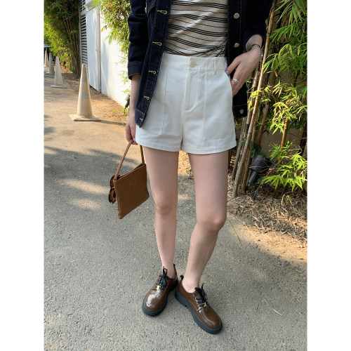 白色休闲阔腿短裤女2025新款高腰