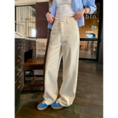 线条分割 拖地长裤 设计感直筒牛仔裤 阔腿裤 女宽松窄版 pusumede