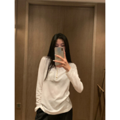 现货7.5折 月光倾洒 大圆领针织衫 pusumede 女内搭长袖 T恤上衣