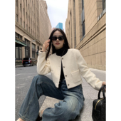 pusumede 上衣 小香风外套女名媛气质黑色小个子短款 高街焦点 法式