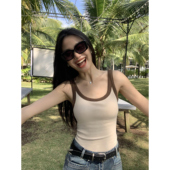 pusumede 上衣 短款 现货7.5折 针织吊带背心女带胸垫无袖