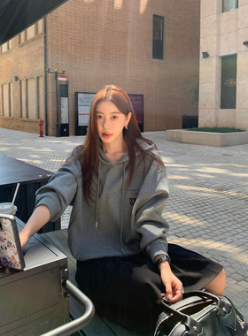 pusumede【现货7.5折】弗里假日 白色套头连帽卫衣女针织外套上衣