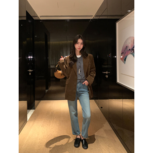 显瘦九分裤 pusumede 女遮胯烟管裤 蓝色高腰直筒牛仔裤 实穿主义