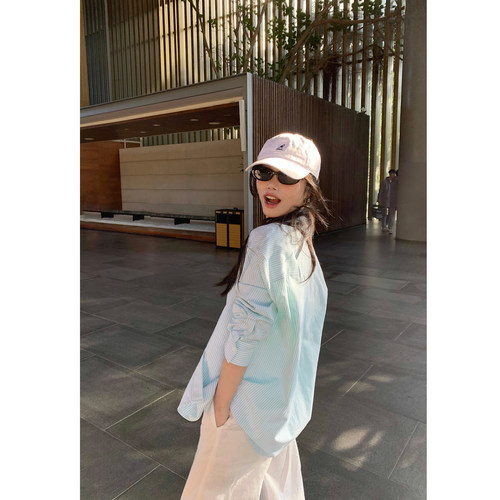 pusumede经典宽松长袖条纹衬衫