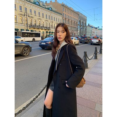 中长款毛呢西装外套女呢子大衣