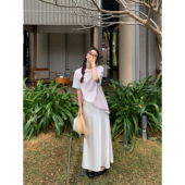 pusumede 高腰半身裙女高级感缎面a字裙气质垂感裙子 仿醋酸法式