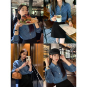 外套女休闲衬衣气质百搭叠穿上衣 蓝色牛仔衬衫 pusumede 时髦调性