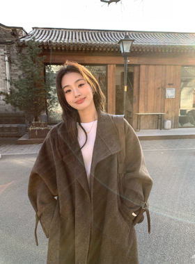 pusumede 风旅漫歌 1OO羊毛双面呢大衣女宽松气质中长款毛呢外套