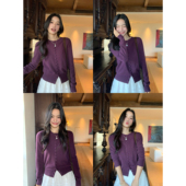 时髦单品 2NM1OO羊毛圆领开衫 pusumede 女气质长袖 针织上衣