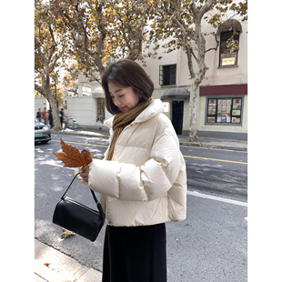 pusumede【现货6折】黑色立领短款羽绒服女90白鸭绒高级感外套