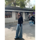 女斜纹设计感百搭直筒长裤 高腰复古宽松牛仔裤 纽约期刊 pusumede