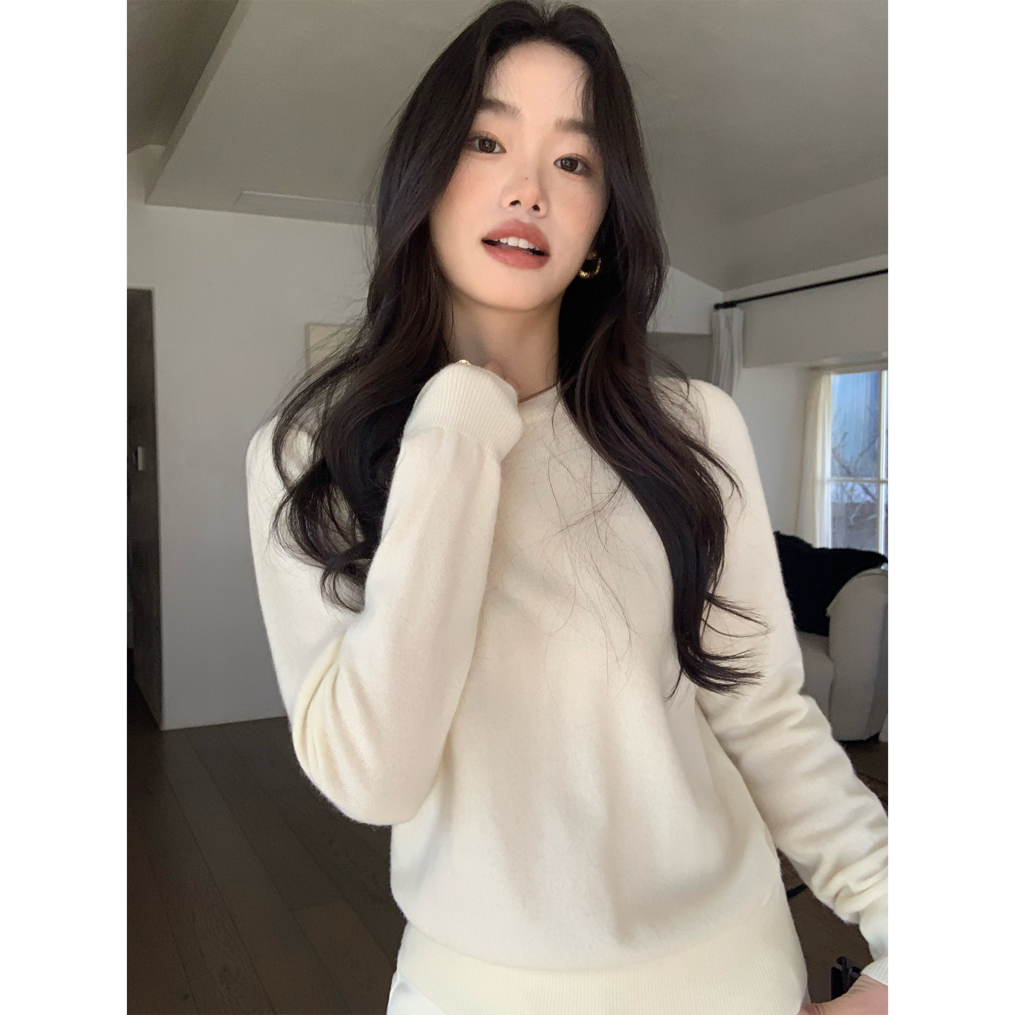 pusumede 轻暖智性 100%羊毛圆领针织衫女极简风宽松显瘦打底上衣,女装/女士精品,毛针织衫,淘宝优惠券,粉丝福利购,淘宝优惠卷