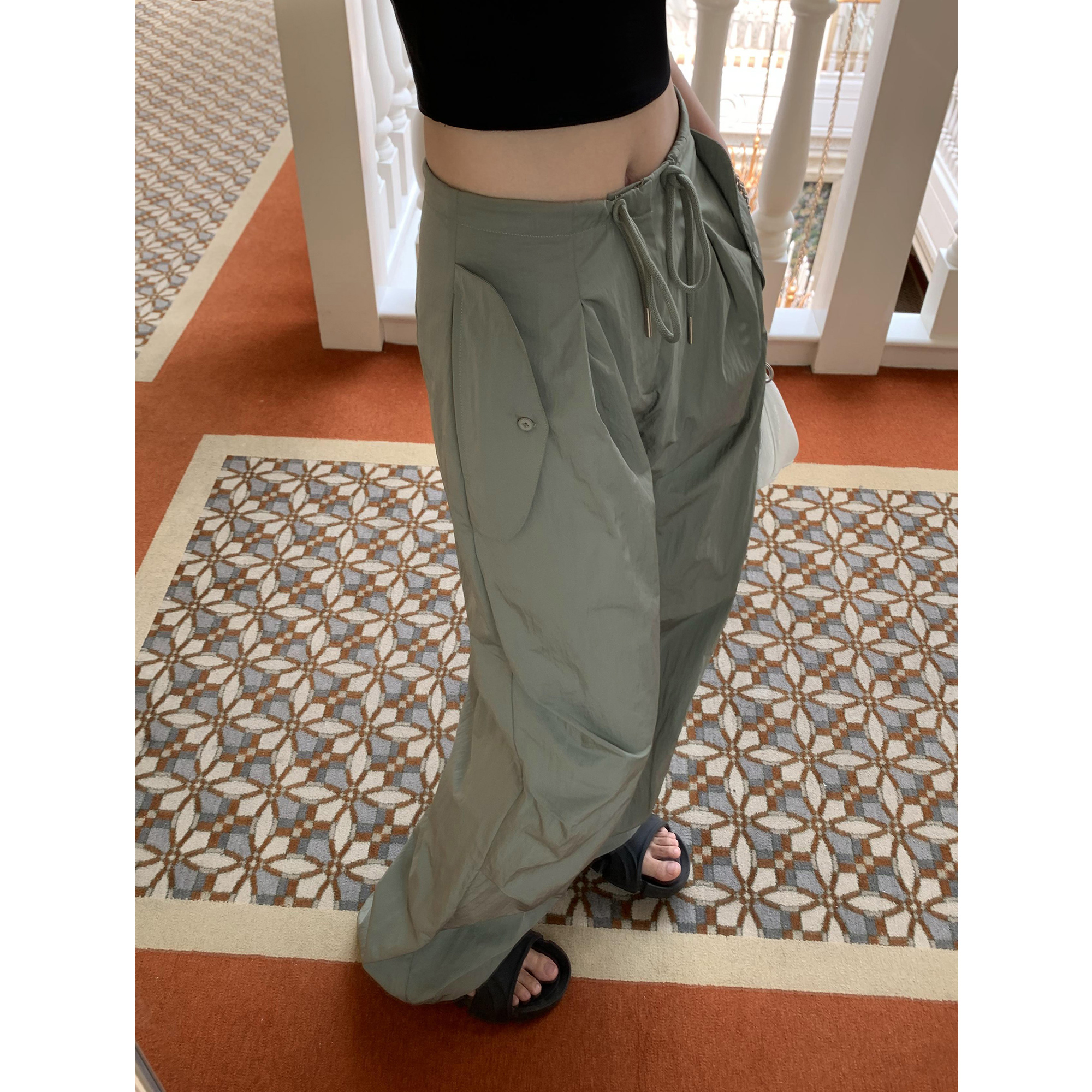 工装裤女夏伞兵裤宽松阔腿裤子