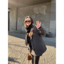 pusumede高级感西装 毛呢外套女人字纹夹棉加厚气质羊毛西服上衣