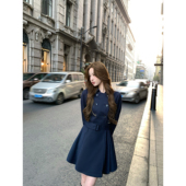 pusumede 旧梦英伦 复古卡其色双排扣风衣女高级感气质收腰外套