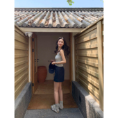 pusumede 俏皮风尚 高腰半身裙女a字包臀裙短裙抽绳气质百搭裙子