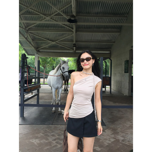 pusumede 立体剪裁~ 黑色西装半身裙女夏季高腰显瘦a字包臀裙短裙
