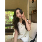 pusumede 上衣 无袖 浪漫序曲 小香风马甲背心女外穿高级感针织开衫