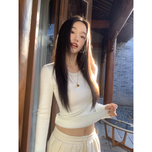 打底衫 半高领针织修身 女保暖厚实仿貂毛内搭上衣 冬暖阳 pusumede