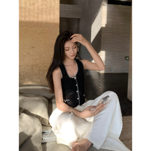 无袖 pusumede 坎肩短款 小香风针织马甲背心女开衫 上衣 香颂千金