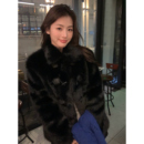 夹棉加厚气质毛毛上衣 黑色仿皮草外套女法式 pusumede 现货6折