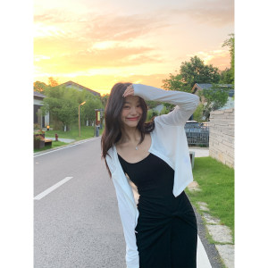 pusumedepusumede轻薄万能搭~防晒针织开衫女外搭空调衫宽松简约长袖上衣