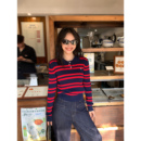 女长袖 pusumede 撞色条纹polo领针织衫 气少女 设计感刺绣上衣 元