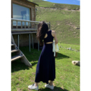 pusumede 针织长裙 法式 高级感镂空工字背心连衣裙女收腰显瘦无袖