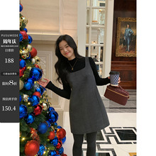 pusumede高级感毛呢背心裙无袖连衣裙女秋冬叠穿背带裙气质裙子