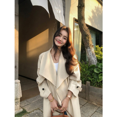 曼城旧事气质中长款风衣外套女