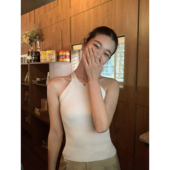 pusumede白色挂脖针织吊带背心女夏外穿修身 内搭交叉美背无袖 上衣