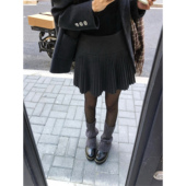 pusumede 搭配帮手 高级a字毛呢百褶裙女气质显瘦防走光半身短裙